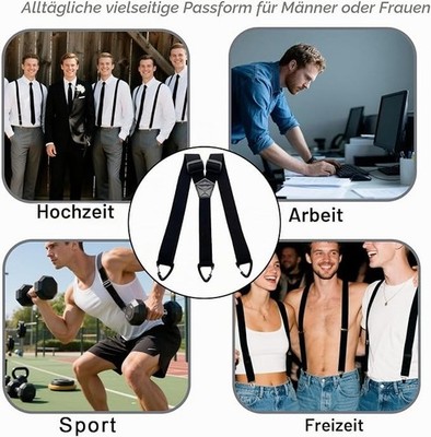 Hosenträger Herren Extra Stark | 3.8 cm Breit mit 3 Robusten Karabinern | Einste