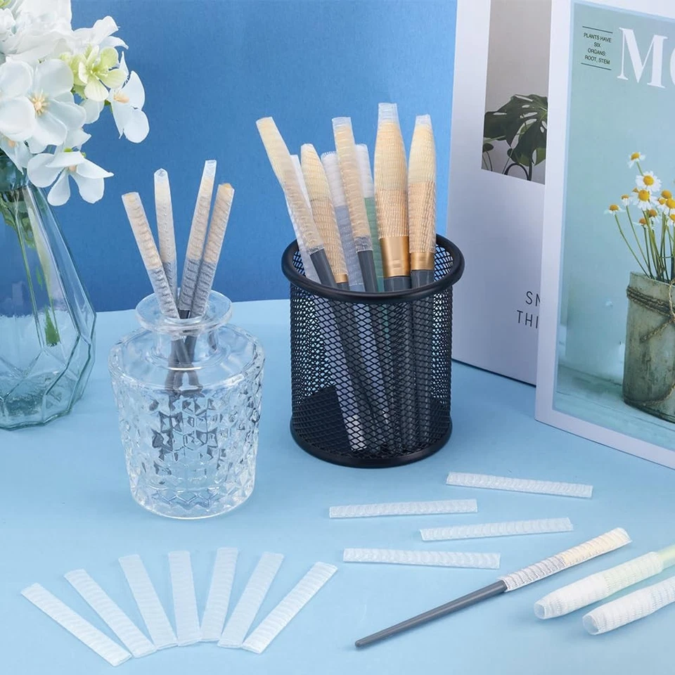 2X(200 Pezzi Make--Protezione Penna a Pennello, Rete Bianca, Riutilizzabile, Garnr7229 - Immagine 4 di 4