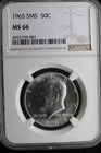 KAPPYSCOINS GH756 1965 NGC SMS MS66 SILVER KENNEDY HALF DOLLAR