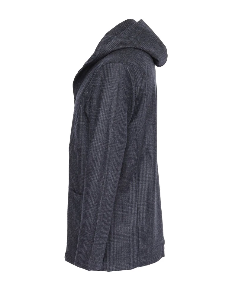 NUEVO CON ETIQUETAS KITON Sudadera con Capucha CHAQUETA CAMISA Luca Azul Lana Extra-Lujo Napoli Italia XL Foto 2 de 4