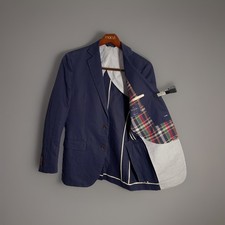 Brooks Brothers Fitzgerald Blazer Sport Jacket 39R Blue Tessuti Sondrio