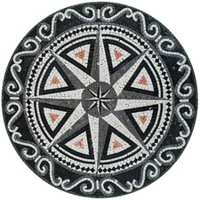 Handmade Compass Marble Mosaic Tile Art: Bathroom/Pool Medallion 36" Diameter