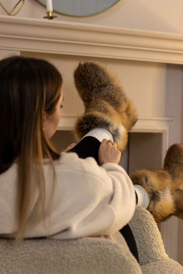 Botas para el hogar de piel de zorro rojo para mujer y niña, zapatos para el hogar de piel genuina, regalo para niña Foto 2 de 4