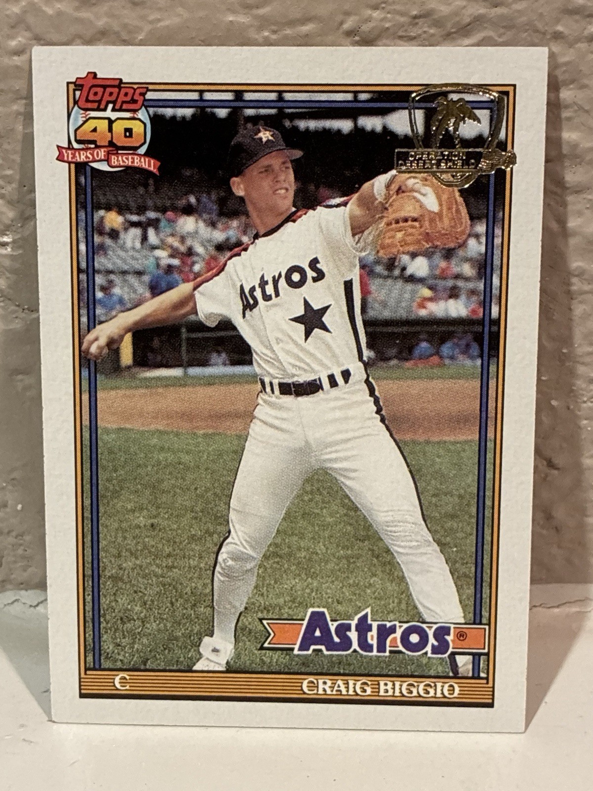 1991 Topps Desert Shield Baseball Card #565 Craig Biggio EX Houston Astros