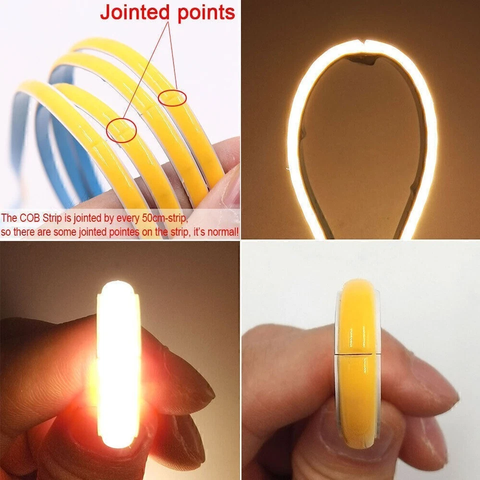 1-5m/16Ft COB LED Strip 2.7mm Width 480LED/m Flexible High Bright Tape Light DIY - Image 2 of 4