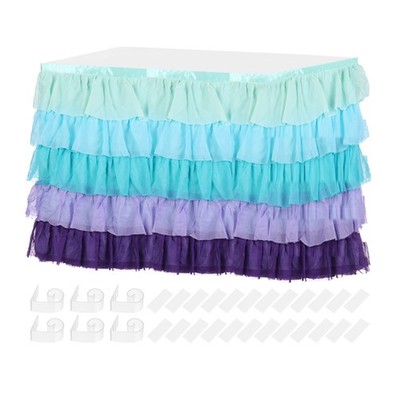 1 Packung 9ft blau-lila Rüschen Tischrock Tutu für Party Tischdekoration