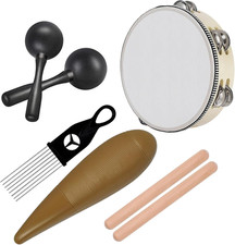 Tambourine for Adults Church 8 Inch, Guiro Instrument, Maracas Shaker Rattles an
