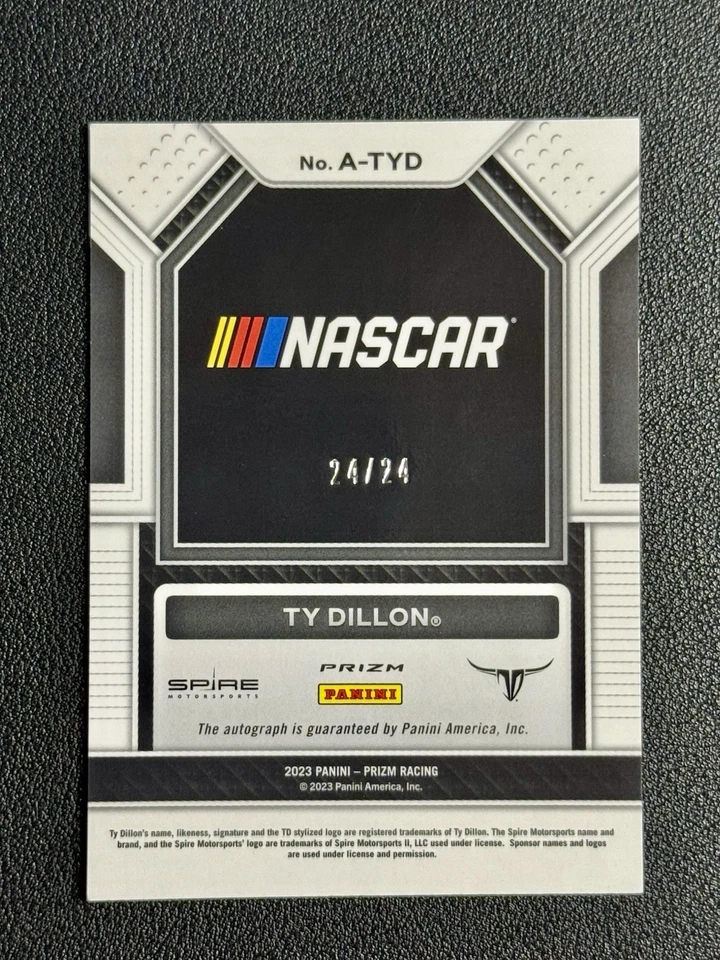 2023 Panini Prizm RACING TY DILLON AUTOGRAPH/AUTO RAINBOW /24 - Image 2 of 2