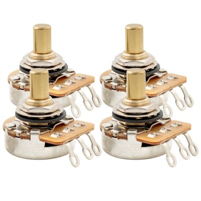 Musiclily Pro 4Pcs A250K Brass Inch Solid Shaft Audio Taper Guitar Potentiometer