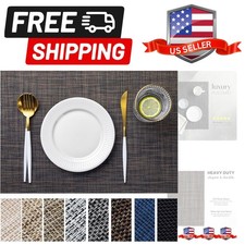 Placemats Set of 4 Vinyl/Plastic Woven Place Mats for Kitchen Table Indoor/Ou...