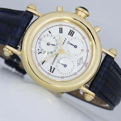 CARTIER DIABOLO CHRONOGRAPH 32mm UHR GOLD 18K Ref 1400 GOLD REVISION BEI CARTIER - Bild 1 von 4