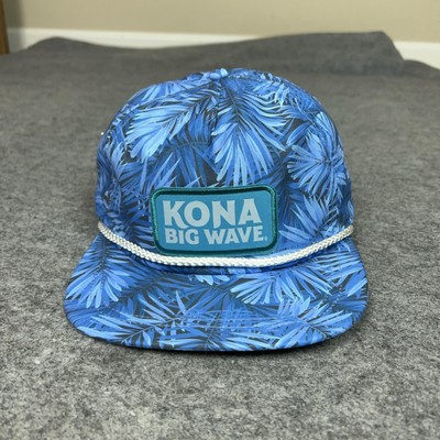 Kona Big Wave Hat Cap Strap Back Blue Palm Leaf Patch Hawaiian Beer Mens Rope
