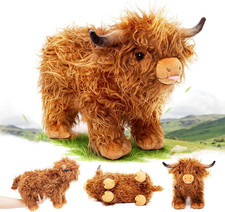 Highland Cow Stuffed Animals - Scottish Cow Plush Toys - Large Realistic Furry T