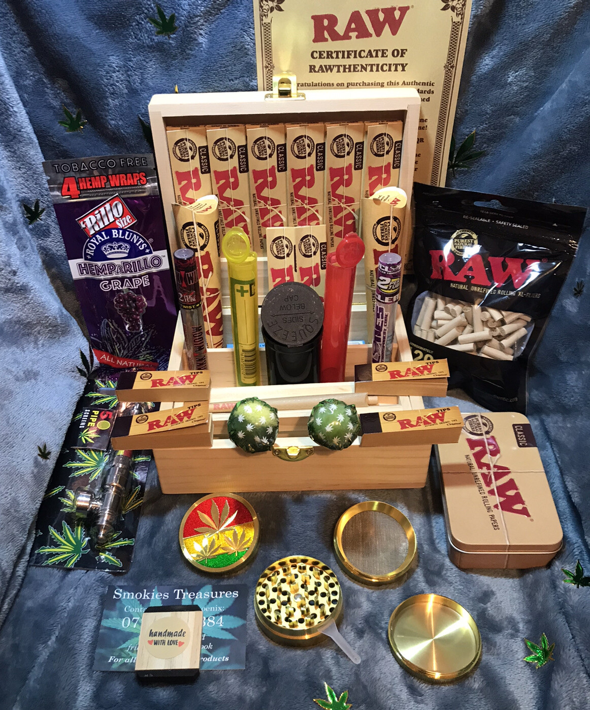 Deluxe Stoners Gift Set-Roll Tray Box Wooden Smokers Grinder Cones Papers |  Ebay