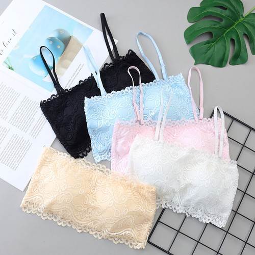 Women Tops Cami Vest Tube Bra Bandeau Floral Lace Boob Stretch Strap \