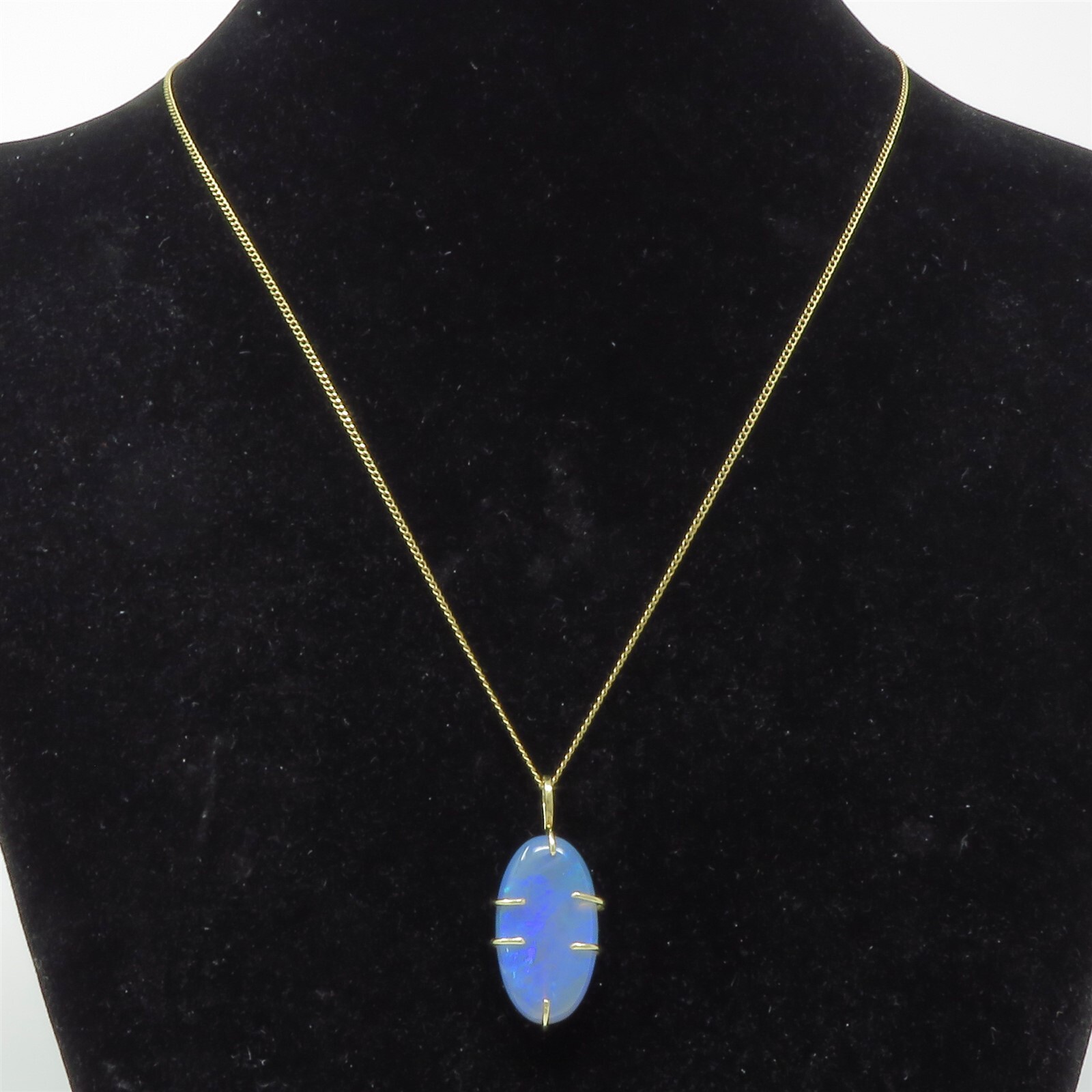 NYJEWEL 14k Yellow Gold Black Opal Pendant Neckla… - image 2