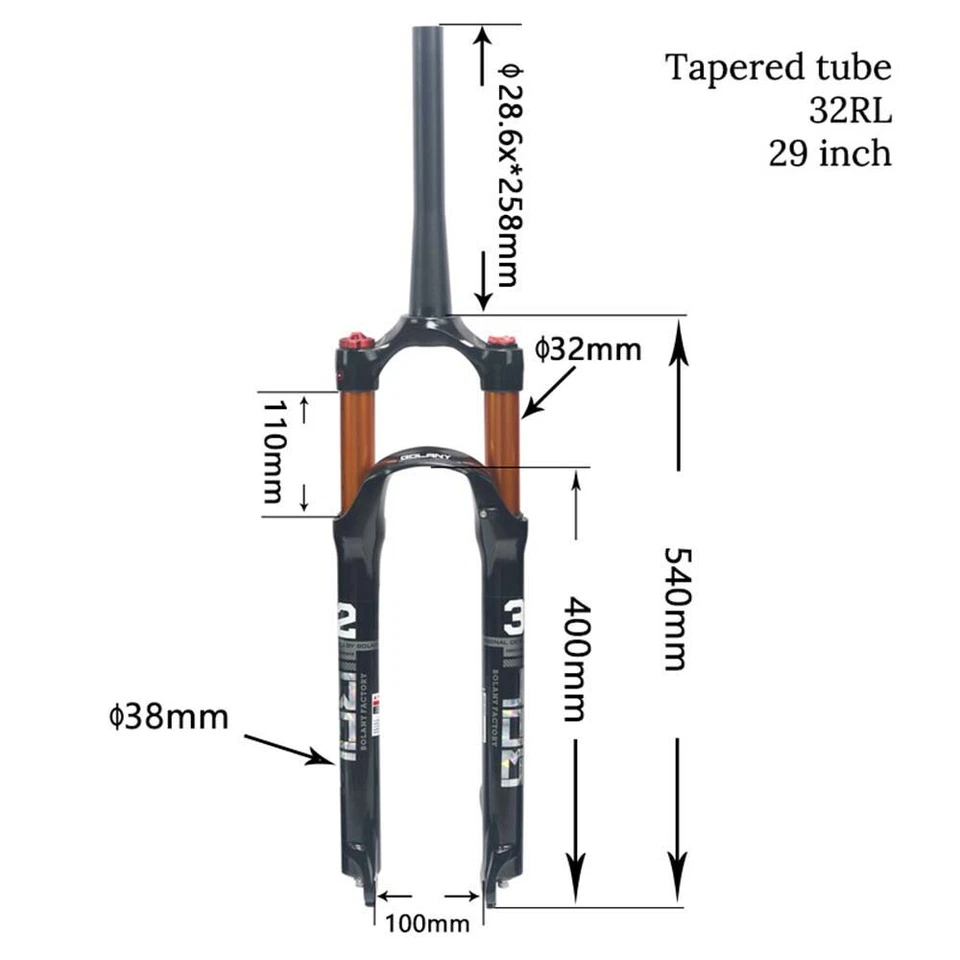 MTB Bike Front Fork 26 27.5 29er Mountain Bike 9*100mm Air Fork Disc Brake Bike - Image 4 of 4