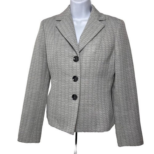 Evan Picone Anzugjacke Damen Gr. 6 Button Down Blazer Langarm gefüttert grau