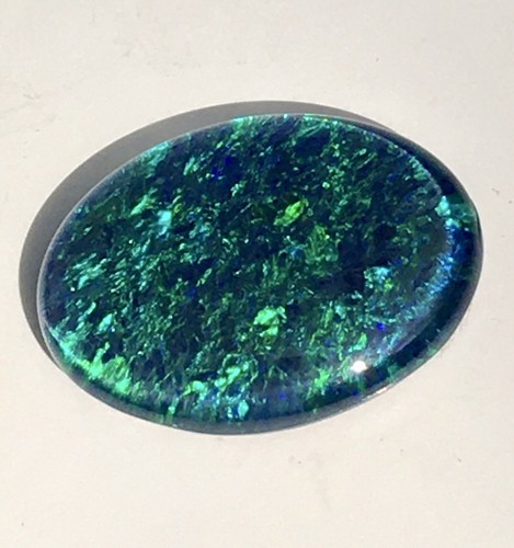 SHOWY 4.80ct AUSTRALIA BLACK OPAL TRIPLET BAHAMA BLUE GREEN MIX PATTERNS 16x12mm - Picture 11 of 12