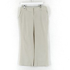 New York  Company Stretch Cream Mid Rise Size 12 Polyester Dress Pants 35/30