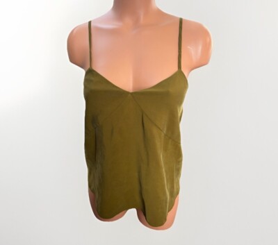 Universal Thread Olive Green Tank Top Size XS Zip V-Neck Chic