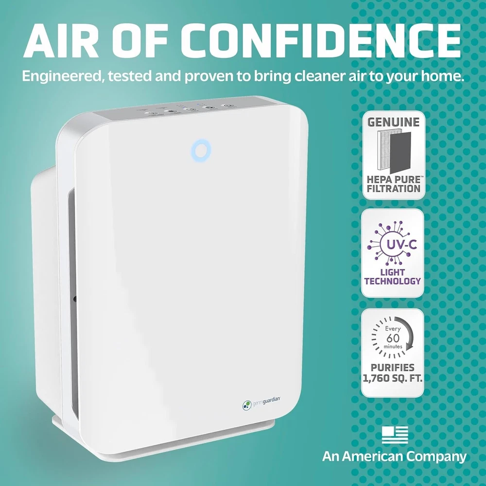 Air Purifier with HEPA 13 Filter, Removes 99.97% of Pollutants, Large Room up to