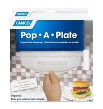 Pop A Plate Paper Camper RV Storage BBQ White Kitchen Trailer Camping Camco 
