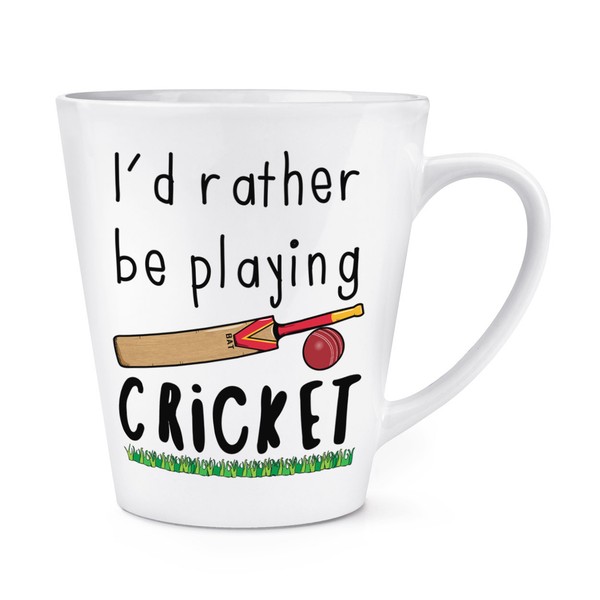 I'd Eher Sein Playing Kricket 341Ml Latte Becher Tasse - Lustig Sport-image