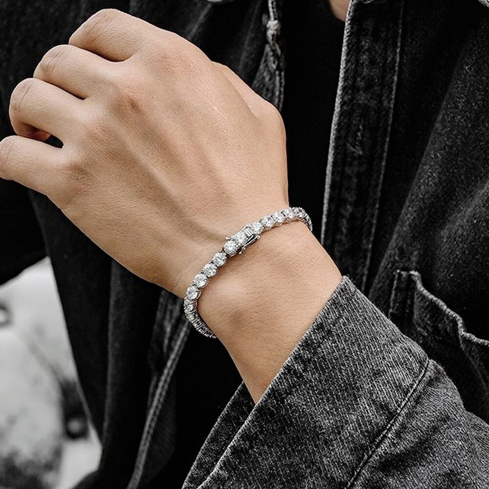 8 ct Round Cut Lab Created Diamond char tennis bracelet 925 Sterling Silver - Image 2 of 4