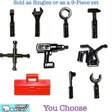 Lego Minifigure Tools 9 piece Toolbox Mechanic Wrench Sold Separately or as Set