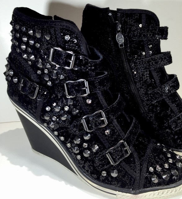 black high heel wedge sneakers