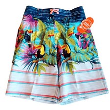 Wonder Nation Swim Shorts Trunks 6/7 Boys Parrot Design Bright Colors Tropical