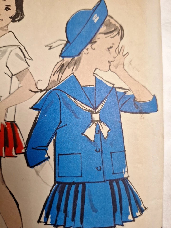Skirt Shirt Coat Dress Sailor Girls 2 2T Advance 2775 Sewing Pattern VTG Pleat - Image 3 of 4