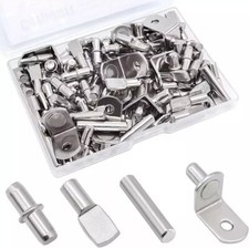 104Pcs Shelf Pins Kit,4 Styles Nickel Plated Shelf Support Pegs,Bookshelf Pegs