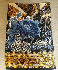 Chico's Long Rayon Scarf 25x72 Oversize Blue Floral Multi Abstract
