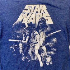Star Wars shirt MED blue shirt 1980s movies darth vader luke skywalker