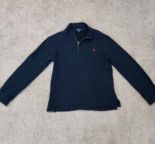 Polo Ralph Lauren Youth Black 1/4 Zip Preppy Sweater High Neck Size Large 16-18