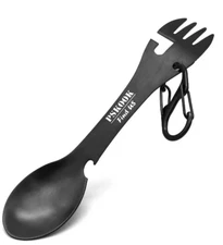 PSKOOK 5-In-1 Utility Tactical Spork, Stainless Steel Spoon & Bottle Opener, For