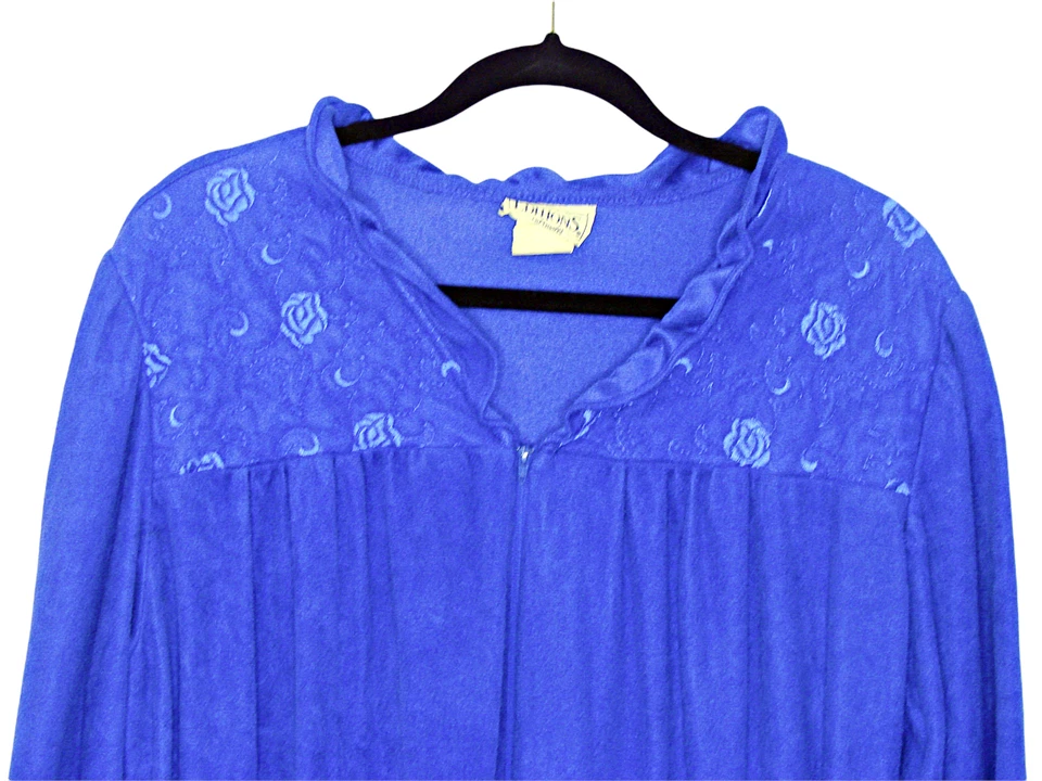 Bata polar vintage para mujer años 80 ediciones básicas íntima cremallera frontal azul talla mediana Foto 2 de 4