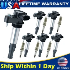 ✅Set of 6 Ignition Coil + 6 Spark Plug For Cadillac SRX CTS STS GMC Acadia UF375