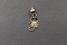 10K Solid Yellow Gold 0.65" Super Tiny Diamond Cut Scorpion Charm Pendant.