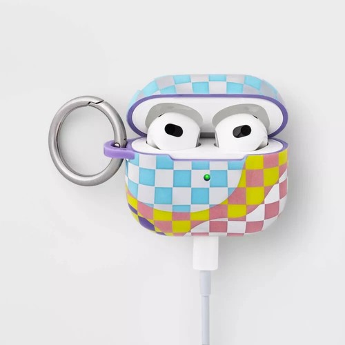 Apple AirPods 3. Generation Hartschalenhülle mit Clip - Blütezeit - Schachbrett - Bild 4 von 4