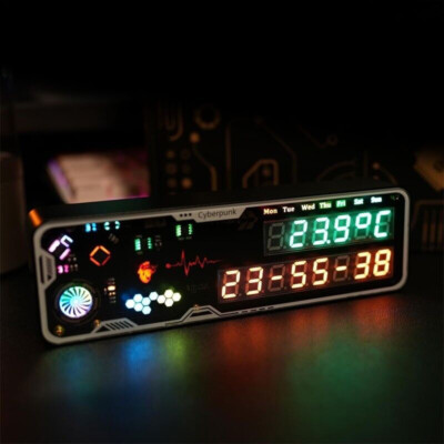 Cyberpunk RGB Nixie Tube Clock Creative LED Clock Support Day Timing & Countdown