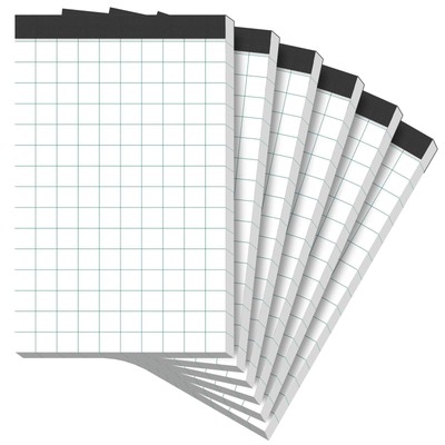 Graph Paper Pads 6 Pack Grid Paper Pad 5x8 White Note Pads 2x2 Squares Per In...