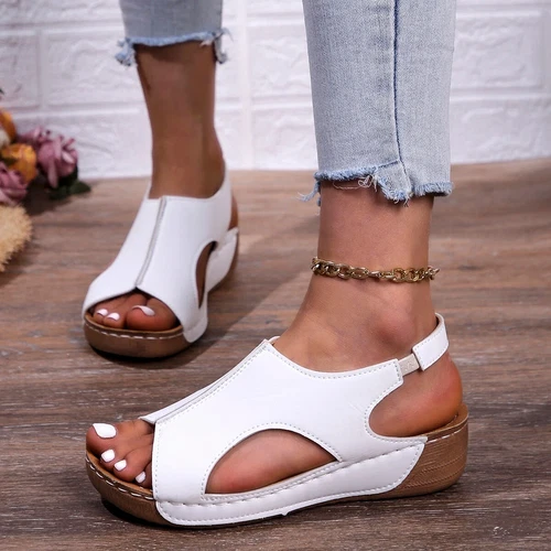 Damen Sommer offene Zehenpartie Sandalen atmungsaktiv leicht Keilabsatz Schuhe Freizeit Outdoor - Bild 17 von 21