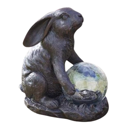 Solar Power Garden Ornament Light Up Rabbit Hare Crackle Ball Decorative Light - Picture 10 of 24