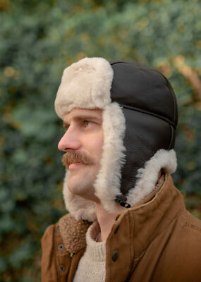 Luxury Leather Sheepskin Flying Trapper Deer Stalker Ear Flap