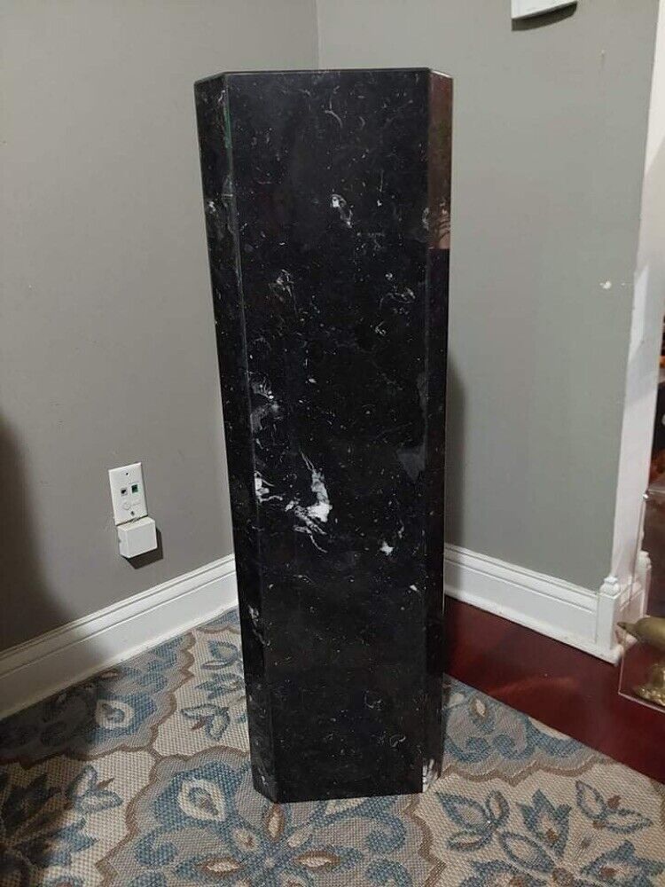 Mid Century Black Marble Pedestal.