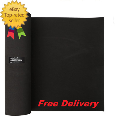 Toolbox Liner rutschfeste Werkzeugkiste Schublade Matte waschbar Gummi 16'' x 3 Fuß schwarz UK