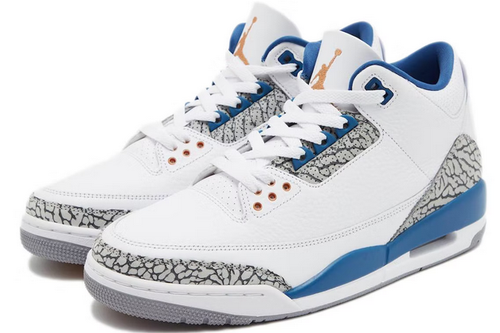 AIR JORDAN 3 RETRO WHITE TRUE BLUE WIZARDS (CT8532-148) - SIZE 10M - IN 